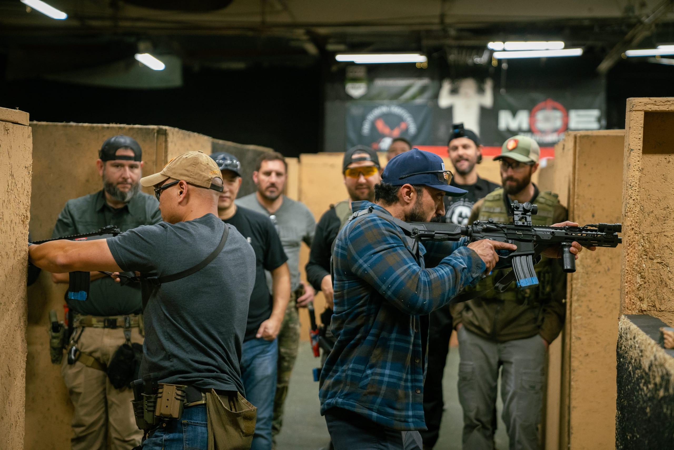 Students working through a serial on an indoor range